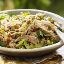 Brown Rice salad with  apple and walnuts,red bell pepper