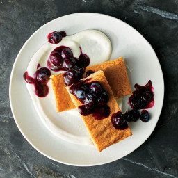 Brown Sugar Cake with Ricotta and Blueberries