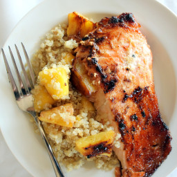 Brown Sugar Honey Marinated Salmon with Caramelized Pineapple Quinoa