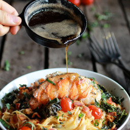 Brown Butter Lobster, Bacon + Crispy Kale and Fontina Pasta