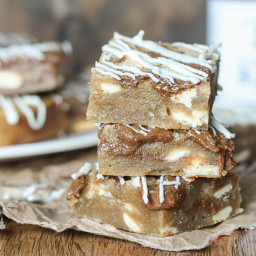 Browned Butter White Chocolate Blondies with CookieNut Butter Swirl