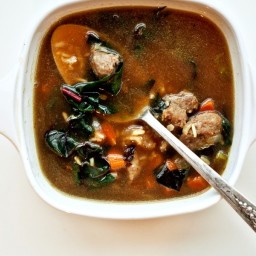 Brown Rice and Greens Soup with Turkey Sausage