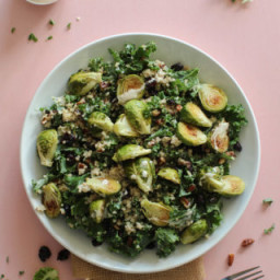 Brussel Sprout Cranberry Salad with Apple Cider Tahini