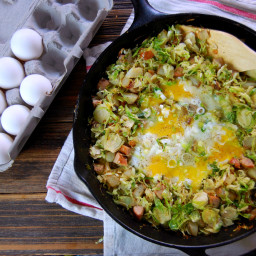 Brussel Sprout, Potato and Chicken Sausage Hash