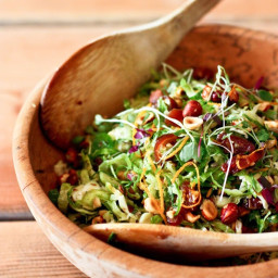 Brussel Sprout Salad with Hazelnuts and Dates
