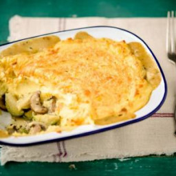 Brussels Sprout and Mushroom Shepherd’s Pie with Cheddar Mash 