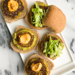 Brussels Sprout Falafel Burgers with Spicy Sauce