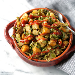 Brussels sprout hash with butternut squash and potatoes