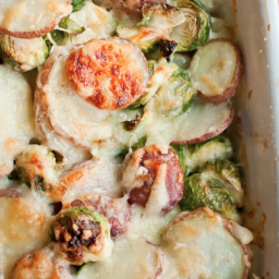 Brussels Sprout Potato Gratin