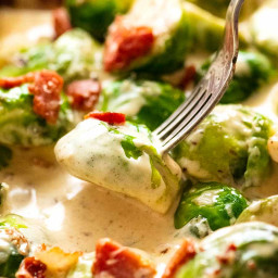 Brussels Sprouts in Creamy Carbonara Sauce