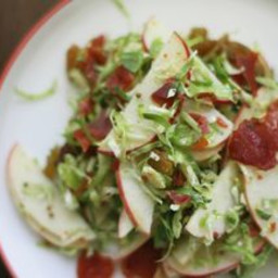 Brussels Sprouts Salad with Apples + Crispy Prosciutto