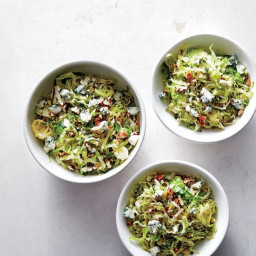 Brussels Sprouts Saute with Pecans and Blue Cheese