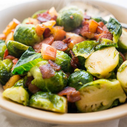 Brussels Sprouts with Crispy Bacon and Apples