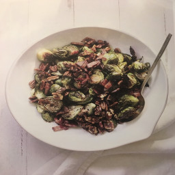 Brussels Sprouts with Crispy Bacon, Toasted Pecans and Balsamic Reduction