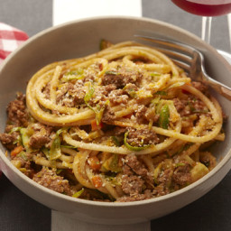Bucatini Pasta Bolognesewith Brussels Sprouts
