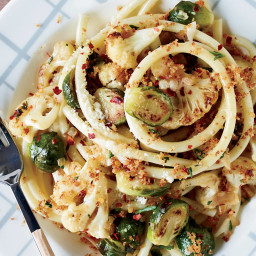 Bucatini with Cauliflower and Brussels Sprouts