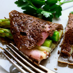Buckwheat Crepes With Asparagus, Ham and Gruyère