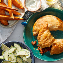 Buenos Aires Beef Empanadas with Roasted Sweet Potatoes & Creamy Zucchi