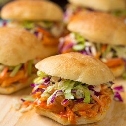Buffalo Chicken Sliders with Blue Cheese Coleslaw