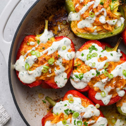 Buffalo Chicken Stuffed Peppers {whole30 + paleo + gluten free + low carb}