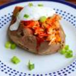 Buffalo Chicken Stuffed Sweet Potato with Greek Yogurt Ranch Dressing