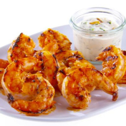 Buffalo Grilled Shrimp with Goat Cheese Dipping Sauce
