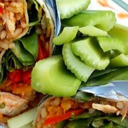 Buffalo or Barbeque Chicken and Rice Wraps