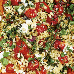 Bulgur Wheat with Roasted Red Peppers, Tomatoes, Feta and Pine Nuts