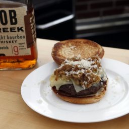 BURGER WITH KNOB CREEK® CARAMELIZED ONIONS, GRUYERE & HORSERADISH