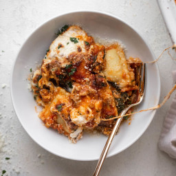Burrata Baked Ravioli with Spinach.