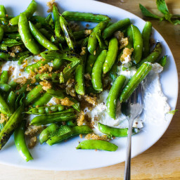 Burrata with Charred and Raw Sugar Snap Peas