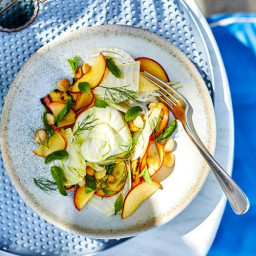 Burrata with peach and fennel