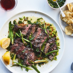 Butcher’s Steak With Leafy Greens Salsa Verde
