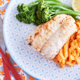 Butter and Sage Fish with Sweet Potato Mash