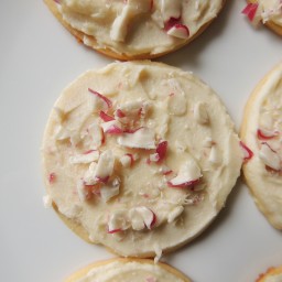 Butter Cookies with Cream Cheese Frosting and Crushed Candy Canes