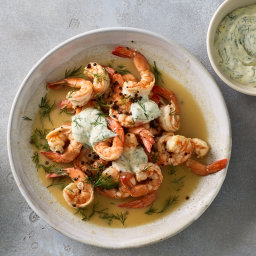 Butter-Poached Shrimp With Dill Mayonnaise