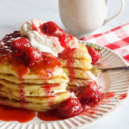Buttermilk Pancakes with Strawberry Compote