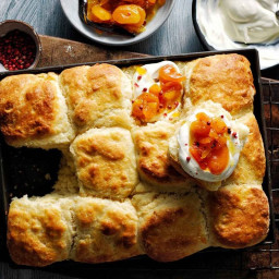 Buttermilk scones with apricot and pink peppercorn jam