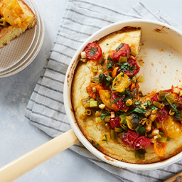 Buttermilk Skillet Corn Bread with Tomatoes and Green Onions