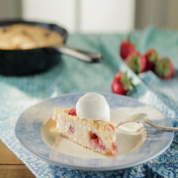 Buttermilk Strawberry Skillet Cake with Strawberry Whipped Cream and Jerry'