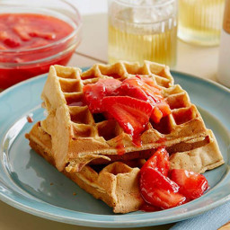 Buttermilk Waffles with Homemade Strawberry Sauce