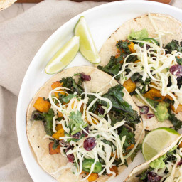 Butternut Kale Tacos with Cranberry Apple Slaw
