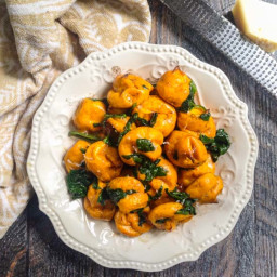 Butternut puffs with browned butter and spinach