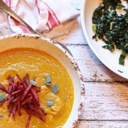 Butternut Squash And Apple Soup With Beets And Kale
