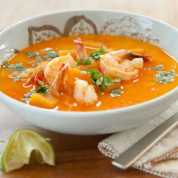 Butternut Squash and Coconut Soup With Shrimp