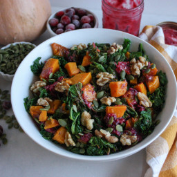 Butternut Squash and Kale Salad with Easy Cranberry Dressing