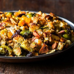 Butternut Squash, Brussels Sprout, and Bread Stuffing with Apples