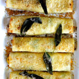 Butternut Squash Cannelloni with Ricotta and Kale and a Lemony Sage Brown B