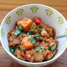 Butternut Squash, Chickpea and Lentil Moroccan Stew