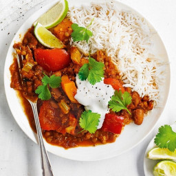 Butternut squash chilli with rice